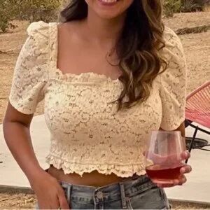 Zara Cream Lace Crop Top